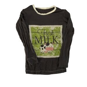 Kickee Pants Fresh Milk Cow  Pajama Top size 5